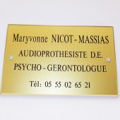 Plaque professionnelle plexi doré Germain gravure sur Paris